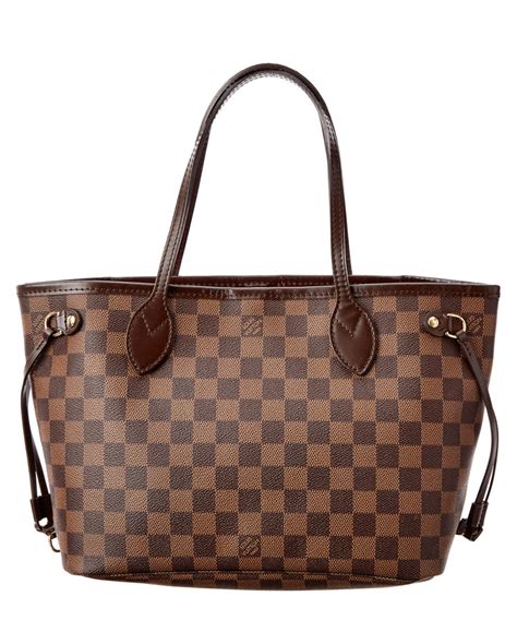 lv damier ebene canvas neverfull pm n41359|LOUIS VUITTON Damier Neverfull PM Ebene N41359 Brown.